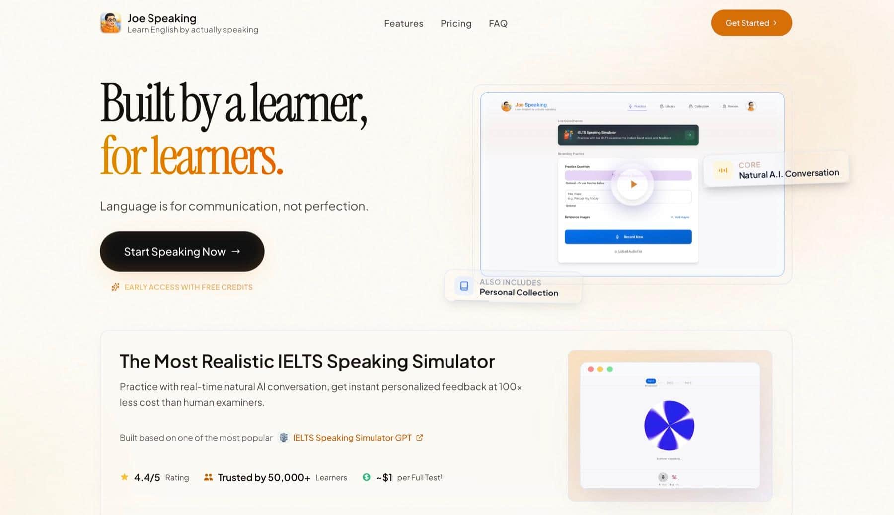Joe Speaking — an English speaking practice app with AI conversation, IELTS simulator, and personalized feedback